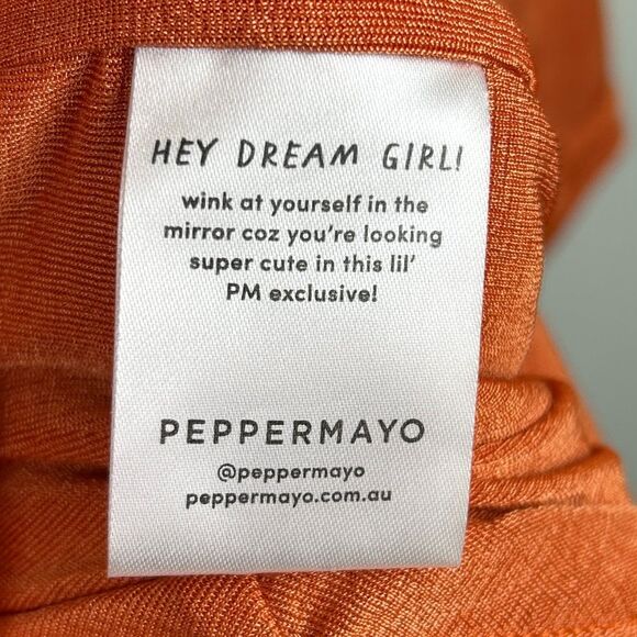 PepperMayo Cora Mini Dress Long Sleeve Bodycon Cut Outs Ruched Ring Tie Orange 4 - Picture 11 of 13